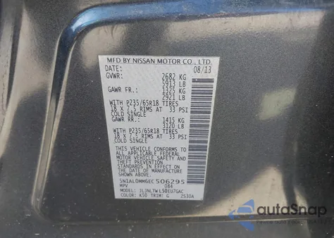 2014 Infiniti Qx60 from USA, damaged, VIN 5N1AL0MM6EC506295